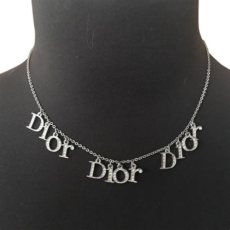 dior logo pendant necklace|christian dior rhinestone necklaces.